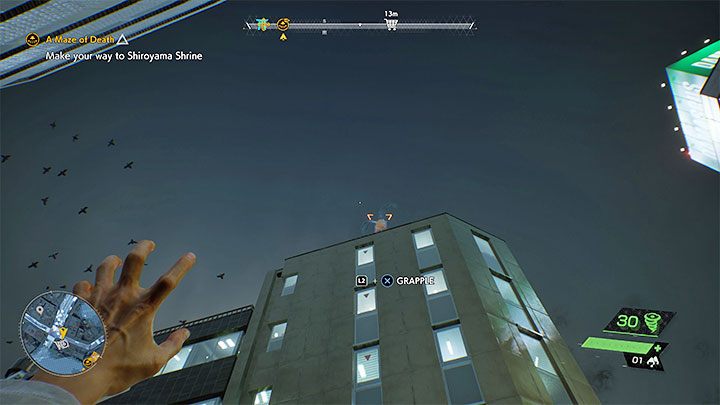 The Namita Shrine is located on the roof, which means that you have to use a grappling hook for the first time - Ghostwire Tokyo: A Maze of Death - walkthrough - Chapter 2 Trouble - Ghostwire Tokyo Guide