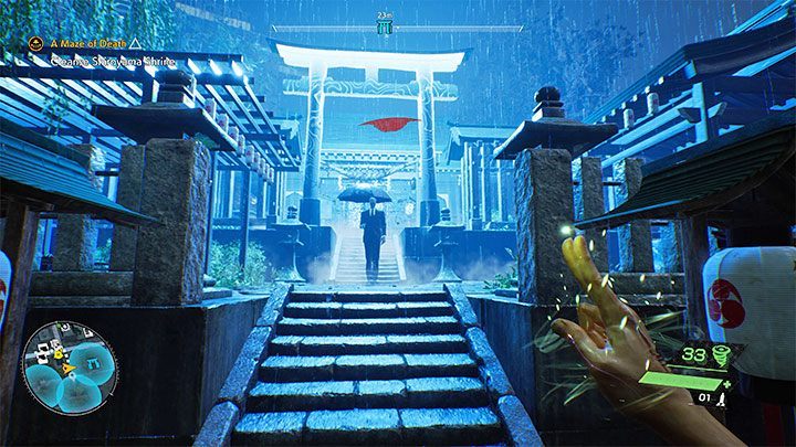 You can go further south, this time directly towards the Shiroyama Shrine - Ghostwire Tokyo: A Maze of Death - walkthrough - Chapter 2 Trouble - Ghostwire Tokyo Guide
