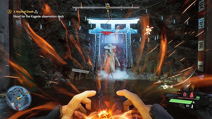 While cleansing the Torii Gate by the Yashin Shrine, you will be interrupted by Kuchisake, an elite enemy - Ghostwire Tokyo: A Maze of Death - walkthrough - Chapter 2 Trouble - Ghostwire Tokyo Guide