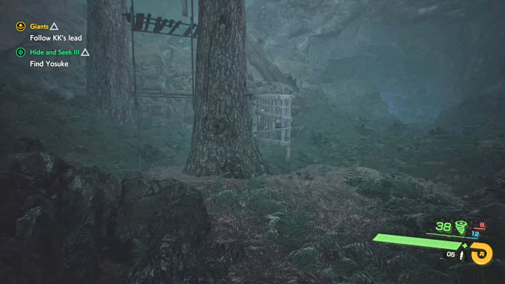 Now Yosuke's hiding on one of the trees - to reach it you must climb up some wooden platforms - Ghostwire Tokyo: Hide and Seek 3 - walkthrough - Quests available from chapter 4 - Ghostwire Tokyo Guide