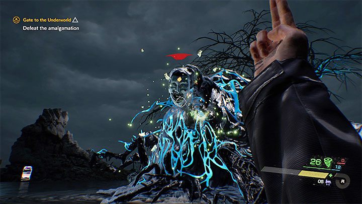 The Amalgamation's three weak points are the masks attached to it - Ghostwire Tokyo: Gate to the Underworld - walkthrough - Chapter 6: Ties - Ghostwire Tokyo Guide