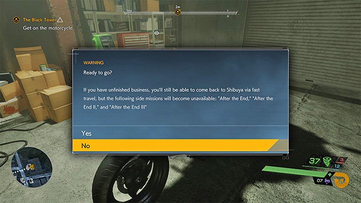 After collecting all 3 ingredients (gasoline, turbine wheel, fragrant underworld oil) you have to go back to the building where you found the motorcycle in the previous main quest - Ghostwire Tokyo: The Black Tower - walkthrough - Chapter 4: Contortion - Ghostwire Tokyo Guide
