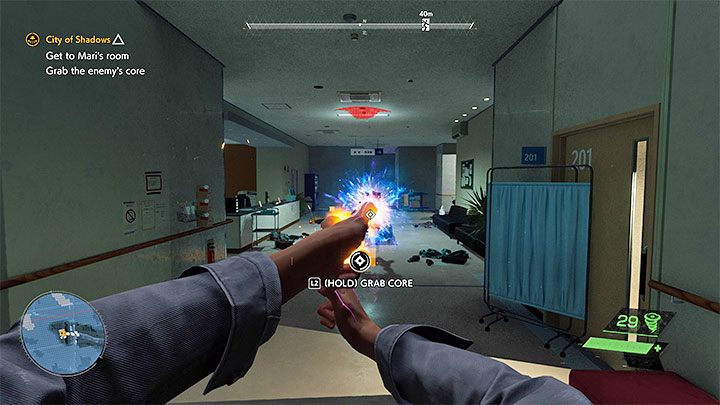 You will also learn the second important action right away - doing a core grab on a weakened enemy - Ghostwire Tokyo: City of Shadows - walkthrough - Chapter 1: The Beginning - Ghostwire Tokyo Guide