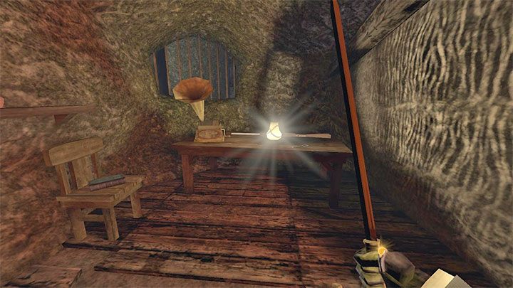 On your way, you will pass a locked gate that requires a key - read the note and remember this place - Gloomwood: Coast Caves - walkthrough - Walkthrough - Gloomwood Guide, Walkthrough