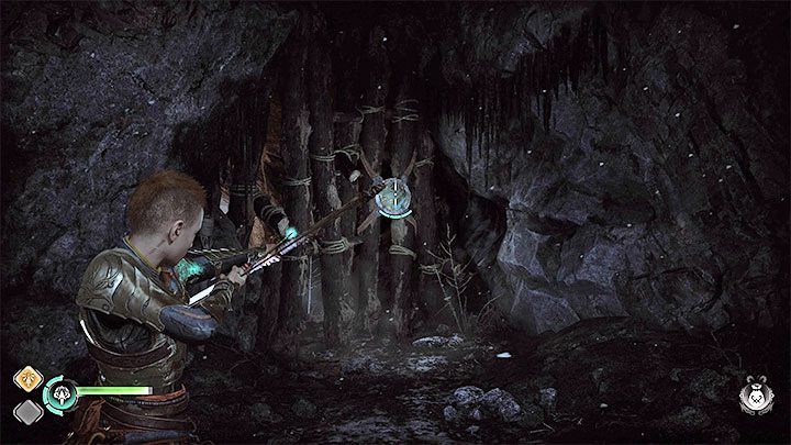 Approach the big gate and press X rapidly to try to open it - God of War Ragnarok: Old Friends - walkthrough - Walkthrough - God of War Ragnarok Guide
