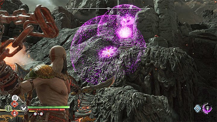 The third torch (with an N-shaped rune) is located slightly higher up - God of War Ragnarok: Burning Cliffs, Muspelheim - secrets, collectibles - Muspelheim - God of War Ragnarok Guide