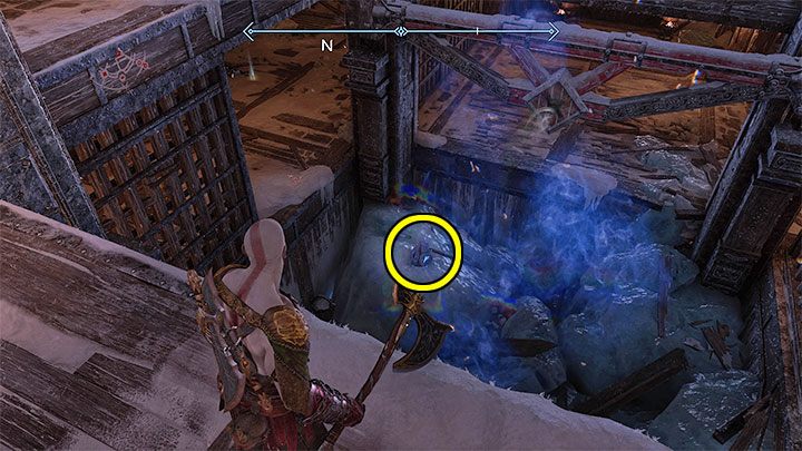 Seal 3 is at the lowest level - throw a weapon at it - God of War Ragnarok: Aesir Prison Wreckage, Niflheim - secrets, collectibles - Niflheim - God of War Ragnarok Guide