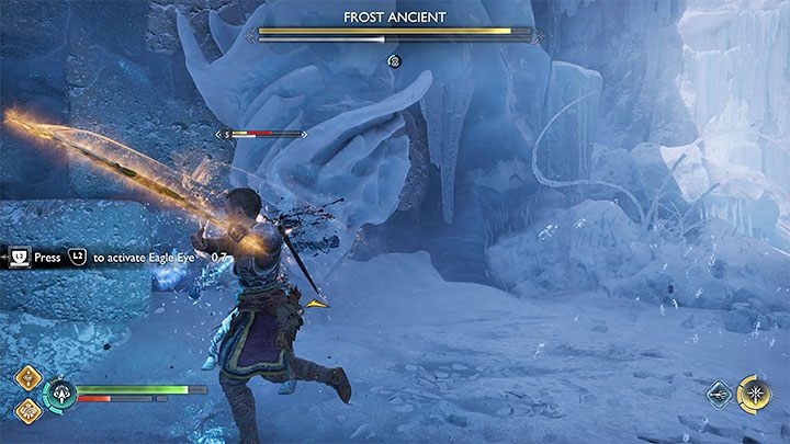 You have to defeat a Frost Ancient mini-boss - God of War Ragnarok: Unlocking the Mask - walkthrough - Walkthrough - God of War Ragnarok Guide