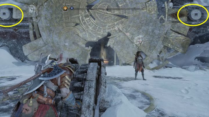 Go back down, grab the handle and move the shield to the right one last time - God of War Ragnarok: The Lost Treasury, Midgard - secrets, collectibles - Midgard - God of War Ragnarok Guide