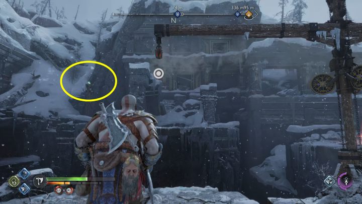 After leaving the cave, turn right - God of War Ragnarok: The Derelict Outpost, Midgard - secrets, collectibles - Midgard - God of War Ragnarok Guide