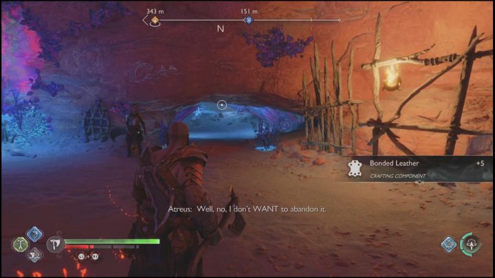 Slide down the chain to the crystal room, where a Dark Elf Lord will be waiting for you - God of War Ragnarok: Secret of the Sands - walkthrough - Favors - Alfheim - God of War Ragnarok Guide