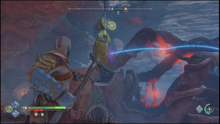 Jump back and approach the place where the blockade was a moment ago - God of War Ragnarok: Secret of the Sands - walkthrough - Favors - Alfheim - God of War Ragnarok Guide