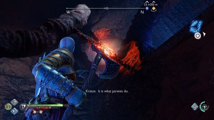 Cross the corridor and jump down - God of War Ragnarok: Song of the Sands - walkthrough - Favors - Alfheim - God of War Ragnarok Guide