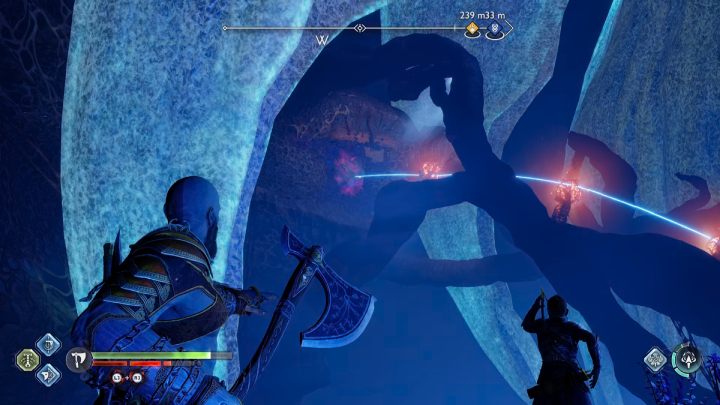 Turn left and throw the axe at the crystal on the wall - God of War Ragnarok: Song of the Sands - walkthrough - Favors - Alfheim - God of War Ragnarok Guide