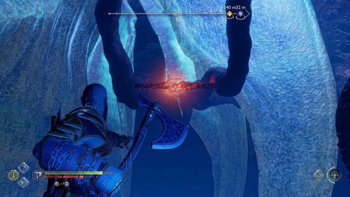 Jump back to the previous rock and stand in the right place to remove the next set of red connections - God of War Ragnarok: Song of the Sands - walkthrough - Favors - Alfheim - God of War Ragnarok Guide