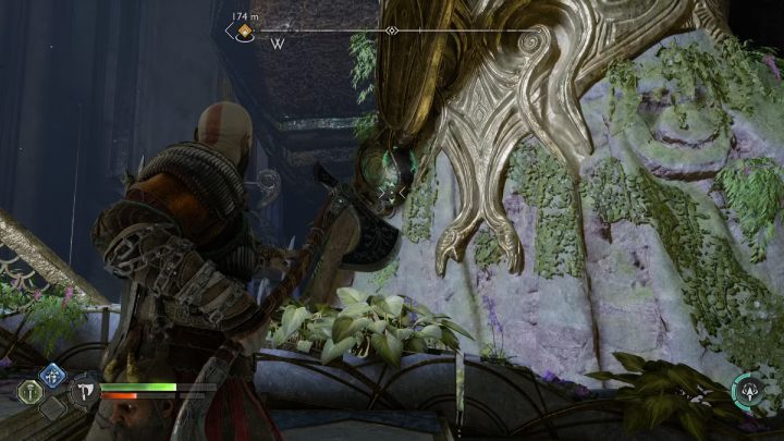 Before leaving the temple, use Atreus' sonic arrow and smash the green element on the monument - God of War Ragnarok: Temple of Light, Alfheim - secrets, collectibles - Alfheim - God of War Ragnarok Guide