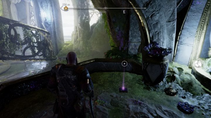 The artefact will lie on a balcony in a room with a passage blocked by a blue crystal - God of War Ragnarok: Temple of Light, Alfheim - secrets, collectibles - Alfheim - God of War Ragnarok Guide