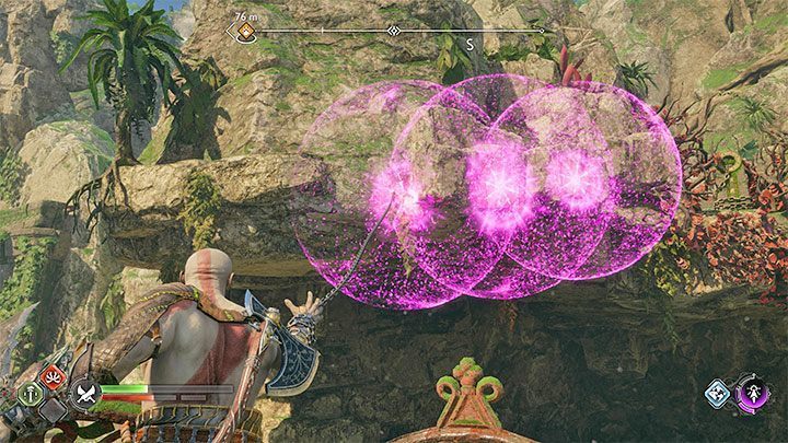 You need to set the vines on fire, but they are out of reach of your Blades - God of War Ragnarok: Freyas Missing Peace - walkthrough - Favors - Vanaheim - God of War Ragnarok Guide