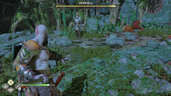 This is an unusual encounter because normal attacks can't hurt Haymdal - the boss is able to anticipate and counter them in advance - God of War Ragnarok: How to defeat Gulltoppr and Heimdall? - Bosses - God of War Ragnarok Guide