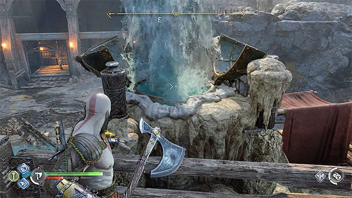 Climb a nearby shelf and freeze the geyser by using the Leviathan - God of War Ragnarok: Forging Destiny - walkthrough - Walkthrough - God of War Ragnarok Guide