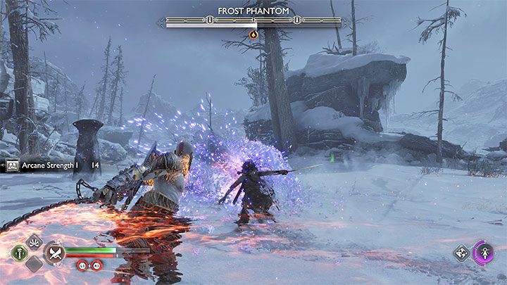 Your have to attack the phantom's glowing core - God of War Ragnarok: How to defeat Frost Phantom? - Bosses - God of War Ragnarok Guide