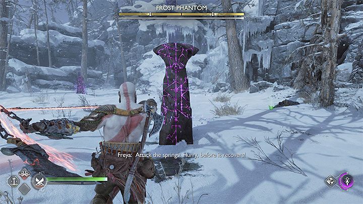 You need to continue your attacks until a white bar is filled so that the beast is stunned - God of War Ragnarok: How to defeat Frost Phantom? - Bosses - God of War Ragnarok Guide