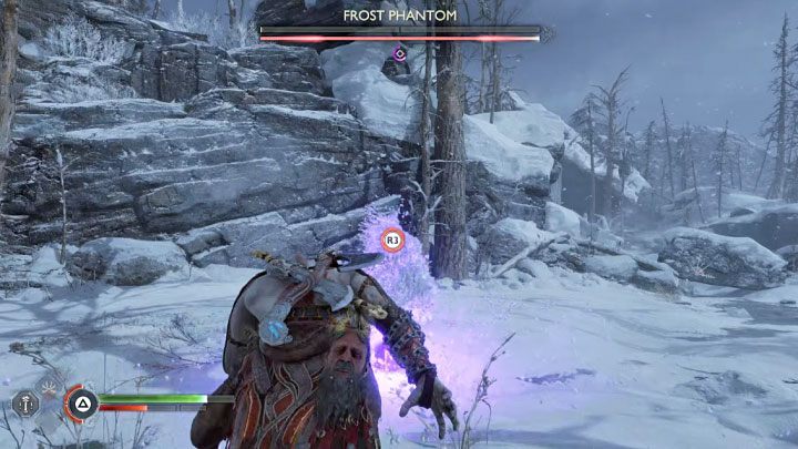 To win, repeat the same actions with the glowing core - God of War Ragnarok: How to defeat Frost Phantom? - Bosses - God of War Ragnarok Guide