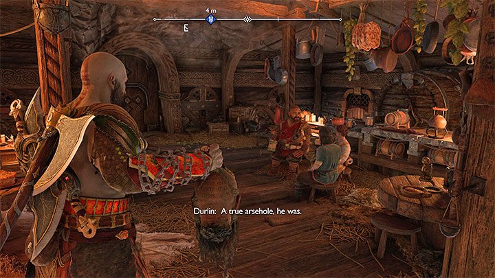 Listen to the conversation with the dwarves and look at the corpse lying on the table - God of War Ragnarok: Secret ending (A Viking Funeral) - walkthrough - Endings - God of War Ragnarok Guide