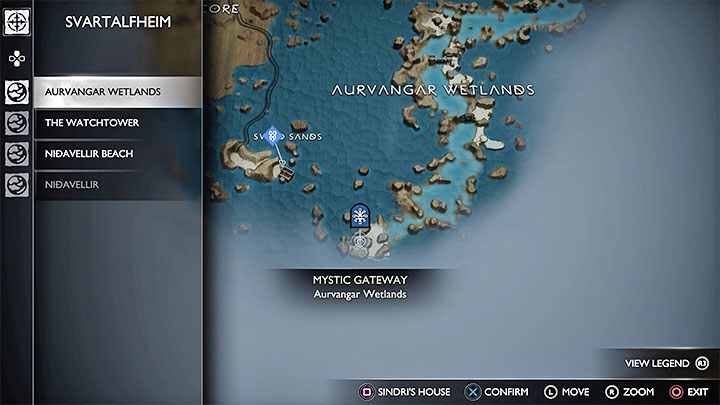 Return to the Mystic Gateway and choose the Aurvangar Wetlands Gate in Svartalfheim as your destination - God of War Ragnarok: Secret ending (A Viking Funeral) - walkthrough - Endings - God of War Ragnarok Guide