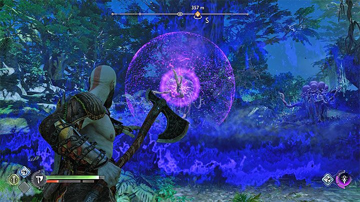 The second method has to be used when there are two poisonous plants next to each other - God of War Ragnarok: How to avoid blue poisonous gas in Vanaheim? - Exploration - God of War Ragnarok Guide