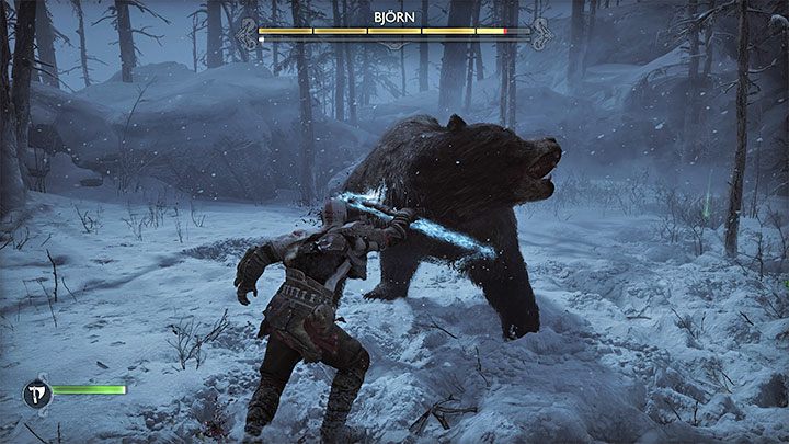 Attack the bear right after blocking or avoiding its attack - God of War Ragnarok: How to defeat Bear Bjorn? - Bosses - God of War Ragnarok Guide