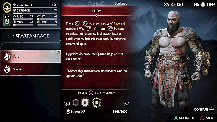 Upgrading Spartan Rage with XP is important - God of War Ragnarok: How to gain experience points (XP)? - Character development - God of War Ragnarok Guide