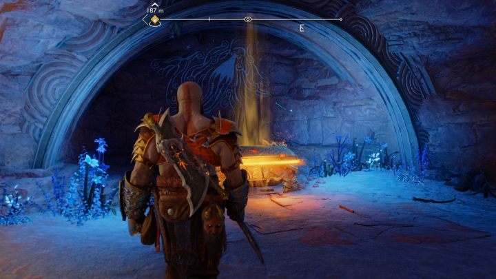 The legendary chest is on higher level in a cave in The Burrows - God of War Ragnarok: The Burrows, Alfheim - secrets, collectibles - Alfheim - God of War Ragnarok Guide