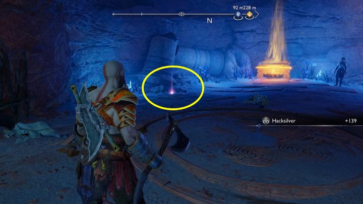 The collectible lies by the exit of the region, next to the Legendary Chest - God of War Ragnarok: The Burrows, Alfheim - secrets, collectibles - Alfheim - God of War Ragnarok Guide