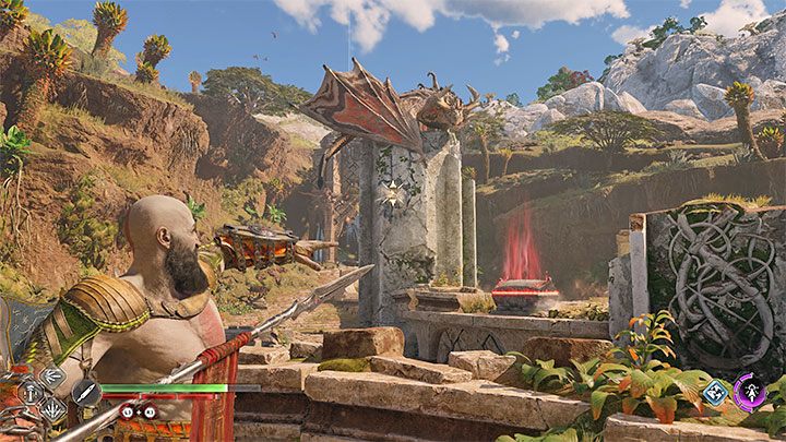 You can't defeat the dragon right away, but you can chase it away to its lair - God of War Ragnarok: The Burning Skies - walkthrough - Favors - Vanaheim - God of War Ragnarok Guide