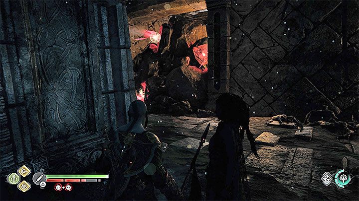 When getting through the cave, you must avoid the dragon's fire attacks - to do this, choose side passages instead of the main tunnel - God of War Ragnarok: The Burning Skies - walkthrough - Favors - Vanaheim - God of War Ragnarok Guide