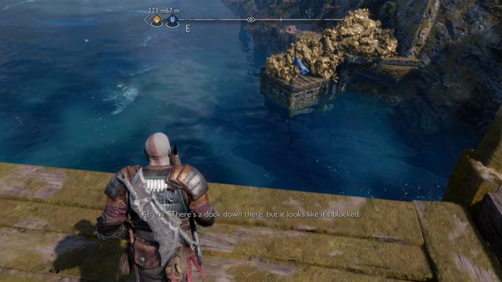 Throw a bomb on the debris blocking the boat dock - God of War Ragnarok: The Weight of Chains - favor, walkthrough - Favors - Svartalfheim - God of War Ragnarok Guide