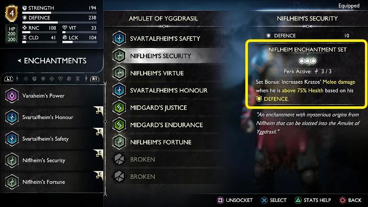 The Amulet of Yggdrasil is a special item in which you can place Kratos' enchantments (max - God of War Ragnarok: Armor - Character development - God of War Ragnarok Guide