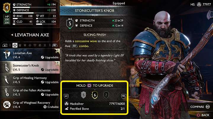 Unfortunately, upgrading handles, shields and shield attachments also require silver and crafting materials - you'll find them in abundance as you explore locations - God of War Ragnarok: Weapons - Character development - God of War Ragnarok Guide
