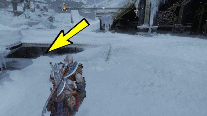 There is a crane under the bridge that will take you up - God of War Ragnarok: Lake of Nine, Midgard - secrets, collectibles - Midgard - God of War Ragnarok Guide