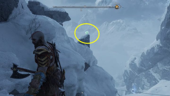 After climbing to the top, you will see the bird sitting on a stone on the right - God of War Ragnarok: Well of Urd, Midgard - secrets, collectibles - Midgard - God of War Ragnarok Guide