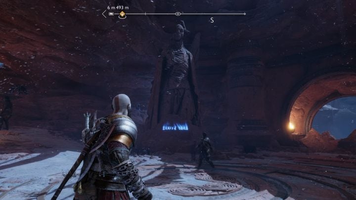 The inscription appears on a monument next to the Mystic Gateway - God of War Ragnarok: The Strond, Alfheim - secrets, collectibles - Alfheim - God of War Ragnarok Guide