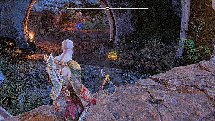 This Buried Treasure is located south from the dwarven store in the eastern part of the region - you'll see a lit area near a large stone arch - God of War Ragnarok: The Plains, Vanaheim - secrets, collectibles - Vanaheim - God of War Ragnarok Guide