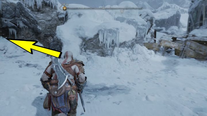 To get to the collectible, you need to jump above the marked beam - God of War Ragnarok: Shores of Nine, Midgard - secrets, collectibles - Midgard - God of War Ragnarok Guide