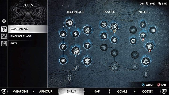 Each of Kratos' main weapons has its own separate skill tab - God of War Ragnarok: Kratos best skills - Character development - God of War Ragnarok Guide