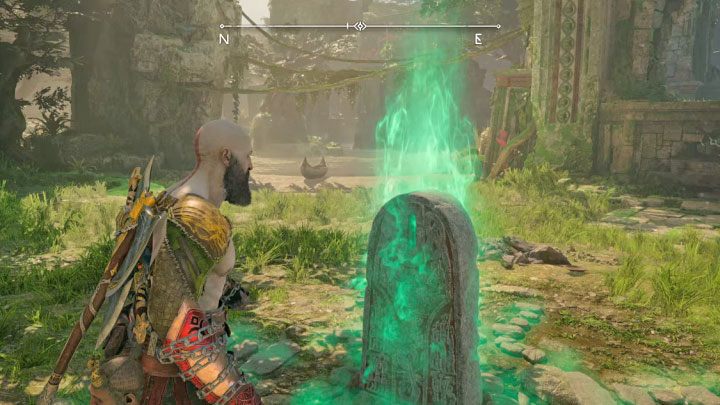 To make the gravestone appear, you need to progress enough in the main story - God of War Ragnarok: Pilgrims Landing, Vanaheim - secrets, collectibles - Vanaheim - God of War Ragnarok Guide