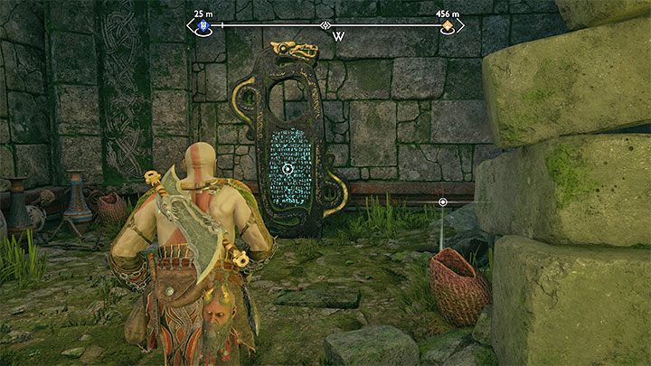 Reach the upper level and you will find a tablet with runes - God of War Ragnarok: The Veiled Passage, Vanaheim - secrets, collectibles - Vanaheim - God of War Ragnarok Guide