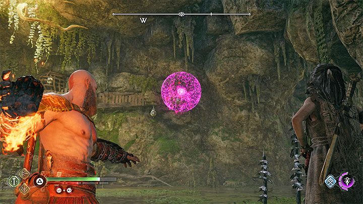 You need to solve a puzzle by activating 3 bells and all these objects are located west of the chest, on the opposite side of the river - God of War Ragnarok: The Veiled Passage, Vanaheim - secrets, collectibles - Vanaheim - God of War Ragnarok Guide