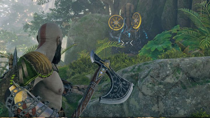 Shield 3 is blocked by vines - you have to set them on fire with the Blades of Chaos first - God of War Ragnarok: Eastern Barri Woods, Vanaheim - secrets, collectibles - Vanaheim - God of War Ragnarok Guide