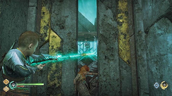 Thrud will slide the door open just a little, letting you shoot another hook - this drops more heavy payload - God of War Ragnarok: Unleashing Hel - walkthrough - Walkthrough - God of War Ragnarok Guide